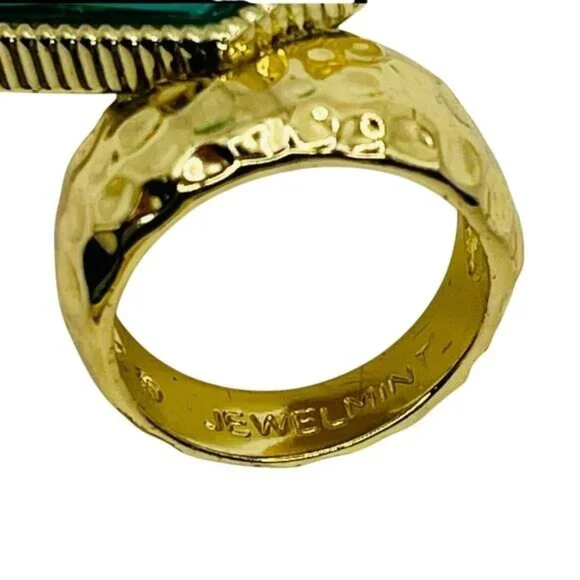 Jewelmint Gold-Tone Faux Turquoise Cocktail Statement Ring - Picture 3 of 6